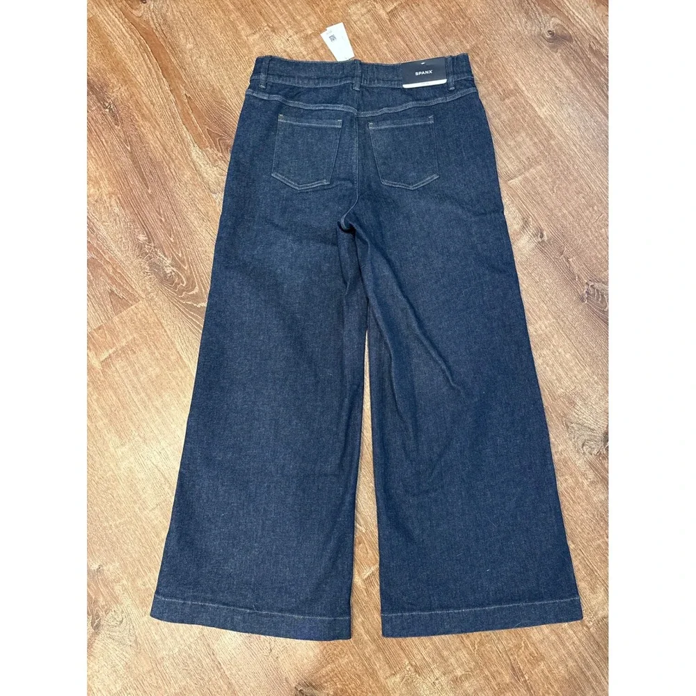 Spanx Wide Leg Denim Raw Indigo Dark Wash Stretch Jeans 20547R Womens 1X XL NEW - Picture 3 of 6